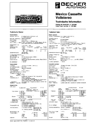 Becker mexico cassette Vollstereo service manual
