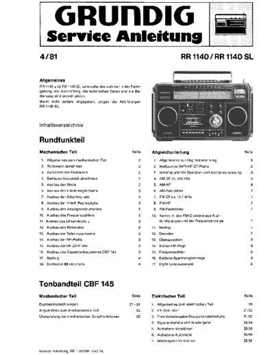 Grundig RR 1140 service manual