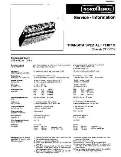Nordmende transita spezial n 1.107S service manual
