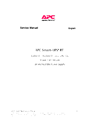 apc suart 3k-10k Service Manual for APC 3000-10000 series ups units