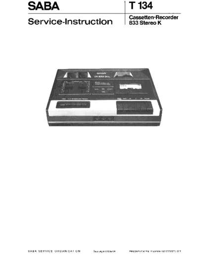 Saba Cassetten-Recorder 833 Stereo K service manual