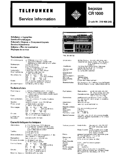 Telefunken bajazzo CR 1000 service manual