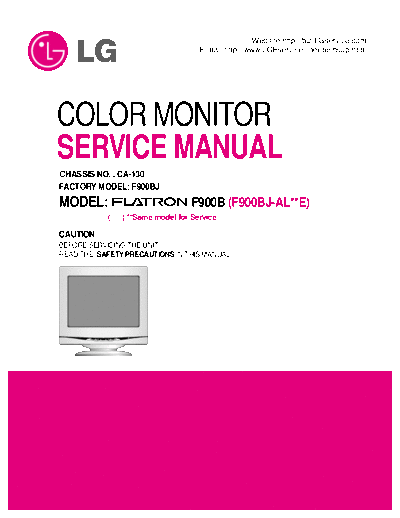 LG Flatron F900B Service Manual Monitor CRT Flatron (F900BJ-AL**E) P/NO:3828TSL087D - (5.995Kb) Part 1/3 - pag. 35