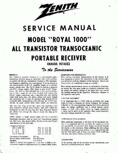 ZENITH royal 1000 service manual  ZENITH Audio Royal 1000 zenith_royal_1000_service_manual.pdf