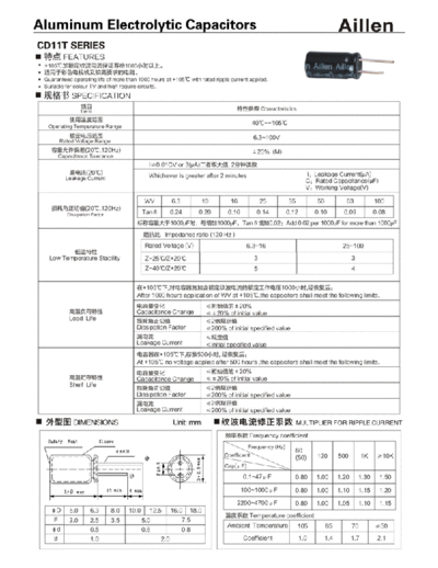Aillen [radial thru-hole] CD11T Series  . Electronic Components Datasheets Passive components capacitors Aillen Aillen [radial thru-hole] CD11T Series.pdf