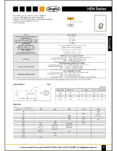 Jianghai [polymer thru-hole] HEN Series  . Electronic Components Datasheets Passive components capacitors Jianghai Jianghai [polymer thru-hole] HEN Series.pdf