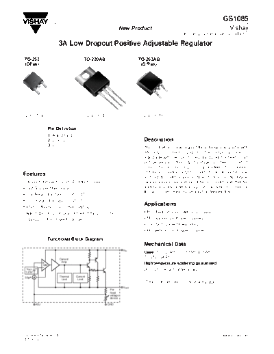 Various GS1085 - 3A Low Dropout Positive Adjustable Regulator  . Electronic Components Datasheets Various GS1085 - 3A Low Dropout Positive Adjustable Regulator.pdf