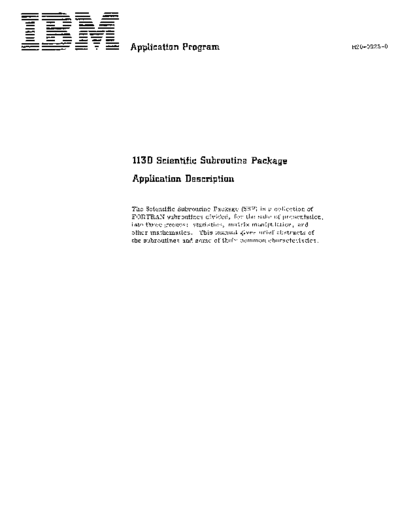IBM H20-0225-0 1130 Scientific Subroutine Package Application Description 1966  IBM 1130 subroutines H20-0225-0_1130_Scientific_Subroutine_Package_Application_Description_1966.pdf