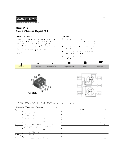 Fairchild Semiconductor fdg6301n  . Electronic Components Datasheets Active components Transistors Fairchild Semiconductor fdg6301n.pdf