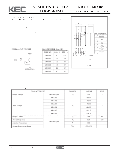 KEC kra101-106  . Electronic Components Datasheets Active components Transistors KEC kra101-106.pdf