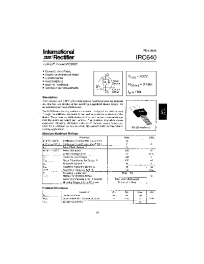 International Rectifier irc640  . Electronic Components Datasheets Active components Transistors International Rectifier irc640.pdf