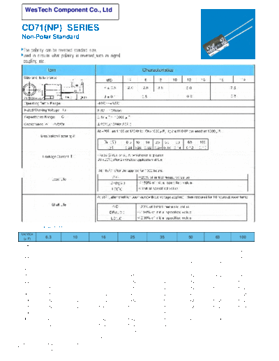 WT [WesTech] WT [non-polar radial] NP Series  . Electronic Components Datasheets Passive components capacitors WT [WesTech] WT [non-polar radial] NP Series.pdf