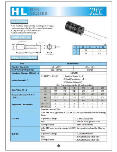 TREC [radial] HL Series  . Electronic Components Datasheets Passive components capacitors TREC TREC [radial] HL Series.pdf
