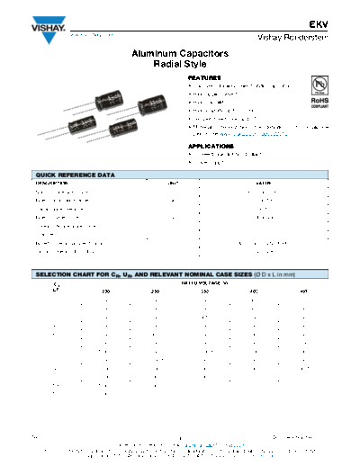 RADIAL Vishay [  thru-hole] EKV Series  . Electronic Components Datasheets Passive components capacitors Vishay RADIAL Vishay [radial thru-hole] EKV Series.pdf