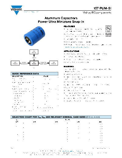 Snap-in Vishay [ ] 157 PUM-SI  . Electronic Components Datasheets Passive components capacitors Vishay Snap-in Vishay [snap-in] 157 PUM-SI.pdf
