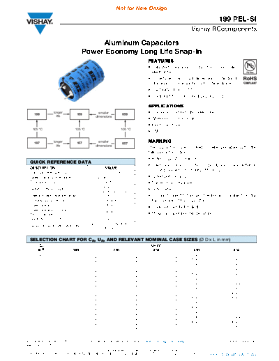 Snap-in Vishay [ ] 199 PEL-SI  . Electronic Components Datasheets Passive components capacitors Vishay Snap-in Vishay [snap-in] 199 PEL-SI.pdf