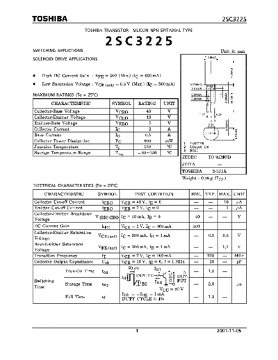 Toshiba 2sc3225  . Electronic Components Datasheets Active components Transistors Toshiba 2sc3225.pdf