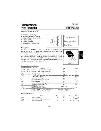 International Rectifier irfpg30  . Electronic Components Datasheets Active components Transistors International Rectifier irfpg30.pdf