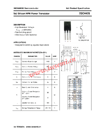 Inchange Semiconductor 2sc4429  . Electronic Components Datasheets Active components Transistors Inchange Semiconductor 2sc4429.pdf