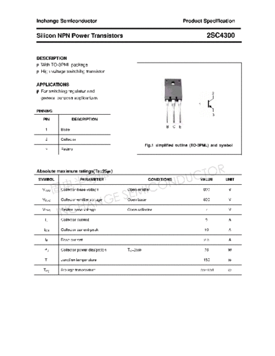 Inchange Semiconductor 2sc4300  . Electronic Components Datasheets Active components Transistors Inchange Semiconductor 2sc4300.pdf