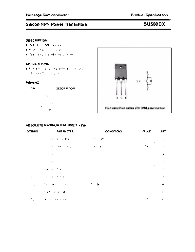 Inchange Semiconductor bu508dx  . Electronic Components Datasheets Active components Transistors Inchange Semiconductor bu508dx.pdf