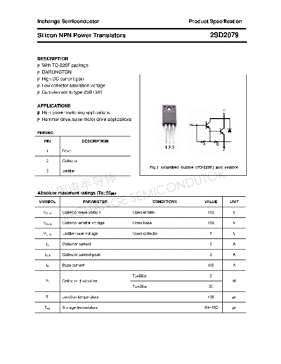 Inchange Semiconductor 2sd2079  . Electronic Components Datasheets Active components Transistors Inchange Semiconductor 2sd2079.pdf