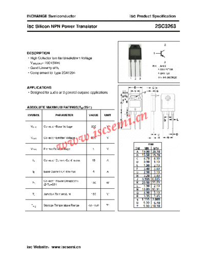 Inchange Semiconductor 2sc3263  . Electronic Components Datasheets Active components Transistors Inchange Semiconductor 2sc3263.pdf