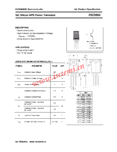 Inchange Semiconductor 2sc5993  . Electronic Components Datasheets Active components Transistors Inchange Semiconductor 2sc5993.pdf