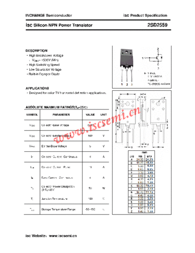 Inchange Semiconductor 2sd2559  . Electronic Components Datasheets Active components Transistors Inchange Semiconductor 2sd2559.pdf