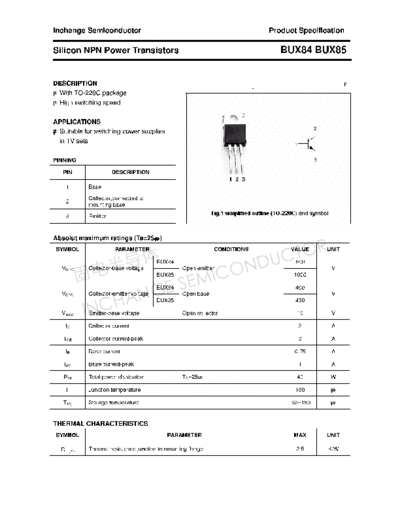 Inchange Semiconductor bux84 bux85  . Electronic Components Datasheets Active components Transistors Inchange Semiconductor bux84_bux85.pdf