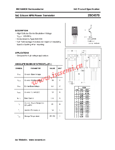 Inchange Semiconductor 2sc4370  . Electronic Components Datasheets Active components Transistors Inchange Semiconductor 2sc4370.pdf