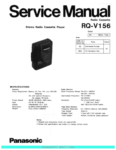 panasonic RQV156 sch  panasonic Audio RQ-V156 Panasonic_RQV156_sch.pdf