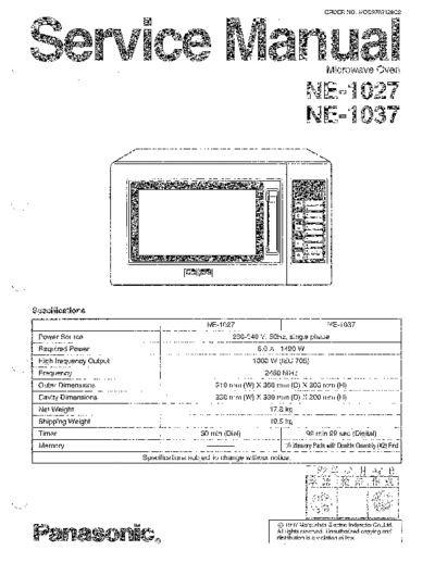 panasonic MOD9702128C2 NE-1027 1037  panasonic Micro wave oven NE-1027 MOD9702128C2_NE-1027_1037.pdf