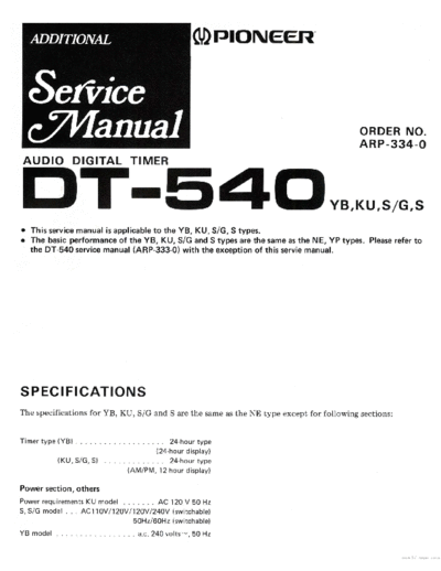 Pioneer hfe   dt-540 service add en  Pioneer Audio DT-540 hfe_pioneer_dt-540_service_add_en.pdf