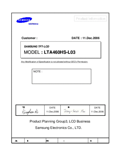 . Various Panel SAMSUNG LTA460HS-L03 0 [DS]  . Various LCD Panels Panel_SAMSUNG_LTA460HS-L03_0_[DS].pdf