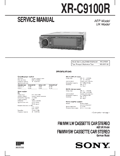 Sony XR-C9100R Service Manual  Sony Sony XR-C9100R Service Manual.pdf