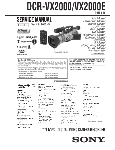 Sony CAMARA    DCR - VX 2000--E  Sony Camera CAMARA SONY  DCR - VX 2000--E     .pdf
