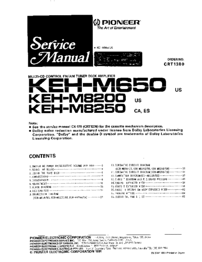 Pioneer KEH-M650, KEH-M8200, KEH-M8250  Pioneer KEH KEH-M650 & KEH-M8200 & KEH-M8250 KEH-M650, KEH-M8200, KEH-M8250.pdf