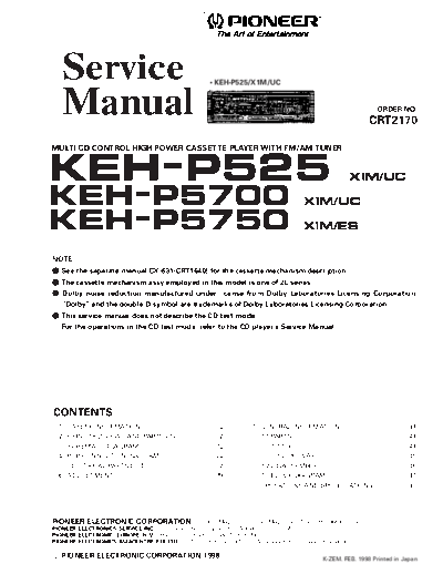 Pioneer KEH-P525,5700,5750  Pioneer KEH KEH-P525 & 5700 & 5750 Pioneer_KEH-P525,5700,5750.pdf