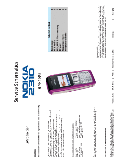 NOKIA 2310 RM-189 schematics v1  NOKIA Mobile Phone Nokia_2310 2310_RM-189_schematics_v1.pdf