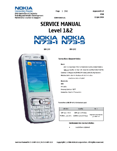 NOKIA N73-5 RM-132 SM Level 1 2  NOKIA Mobile Phone N73 N73-5_RM-132_SM_Level_1_2.pdf