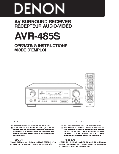 DENON   AVR-485S  DENON AV Surround Receiver AV Surround Receiver Denon - AVR-485S   AVR-485S.pdf