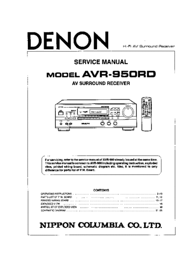 DENON  AVR-950RD  DENON AV Surround Receiver AV Surround Receiver Denon - AVR-950RD  AVR-950RD.PDF