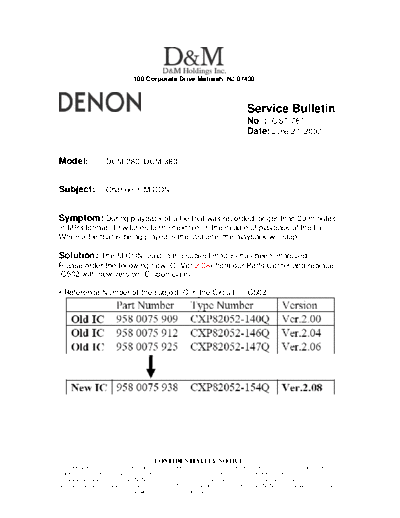DENON Service Bulletin OST-787  DENON CD Player CD Player Denon - DCM-380 & 280 Service Bulletin OST-787.PDF