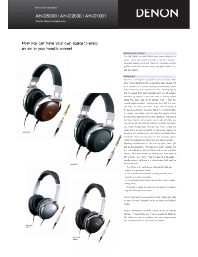 DENON  AH-D5000 & AH-D2000 & AH-D1001  DENON Headphone Headphone Denon - AH-D1001  AH-D5000 & AH-D2000 & AH-D1001.pdf
