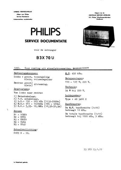 Philips b3x70u  Philips Historische Radios b3x70u.zip