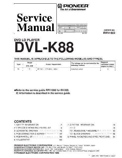 Pioneer DVL-K88  Pioneer DVL DVL-K88 DVL-K88.PDF
