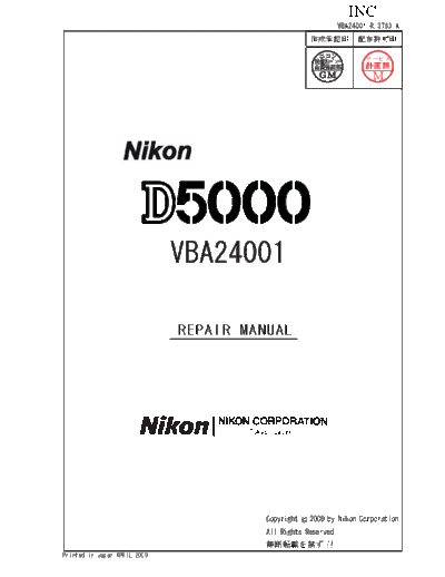 Nikon D5000 repair manual  Nikon   Nikon D5000 Nikon D5000 repair manual.pdf