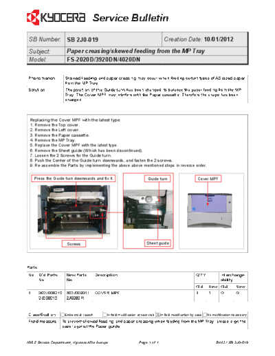 Kyocera 2J0-019  Kyocera Printer FS-2020-3920-4020 SERVICEBULLETINS 2J0-019.pdf