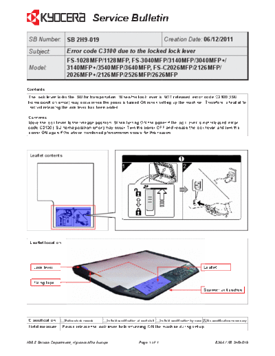 Kyocera 2H9-019  Kyocera Printer FS-3040-3140MFP SERVICEBULLETIN 2H9-019.pdf